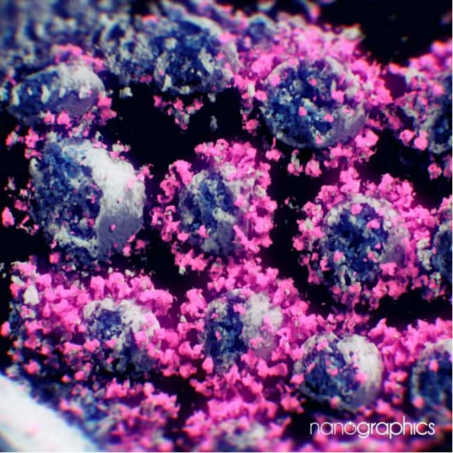 新冠病毒3D图像 图源：清华大学新闻《李赛：给新冠病毒“拍照”的人》