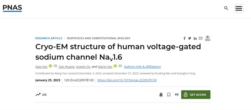 颜宁研究成果原文：Cryo-EM structure of human voltage-gated sodium channel Nav1.6 | PNAS